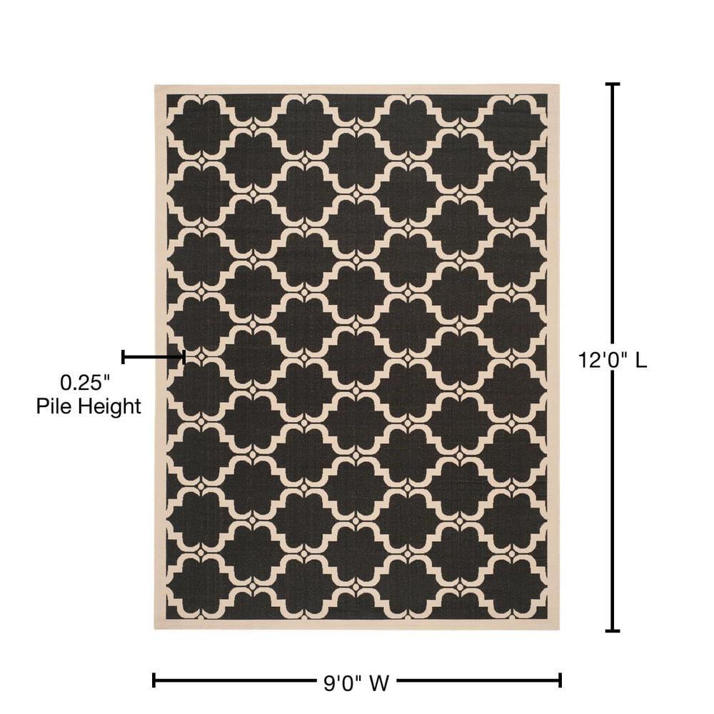 SAFAVIEH Courtyard Estelle Geometric Indoor/Outdoor Area Rug, 9' x 12', Black/Beige