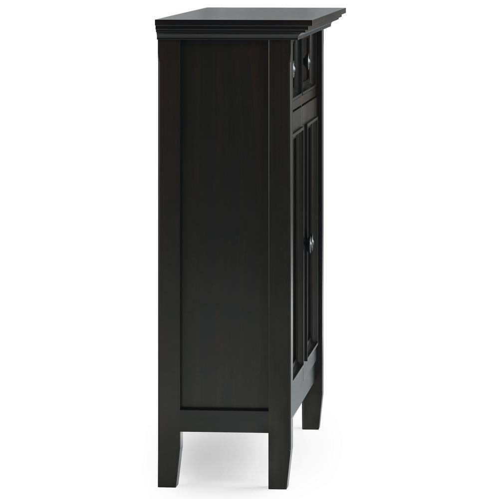 Simpli Home Amherst 36"W Solid Wood 2-Shelf Entryway Storage Cabinet with 2 Drawers and Adjustable Shelves