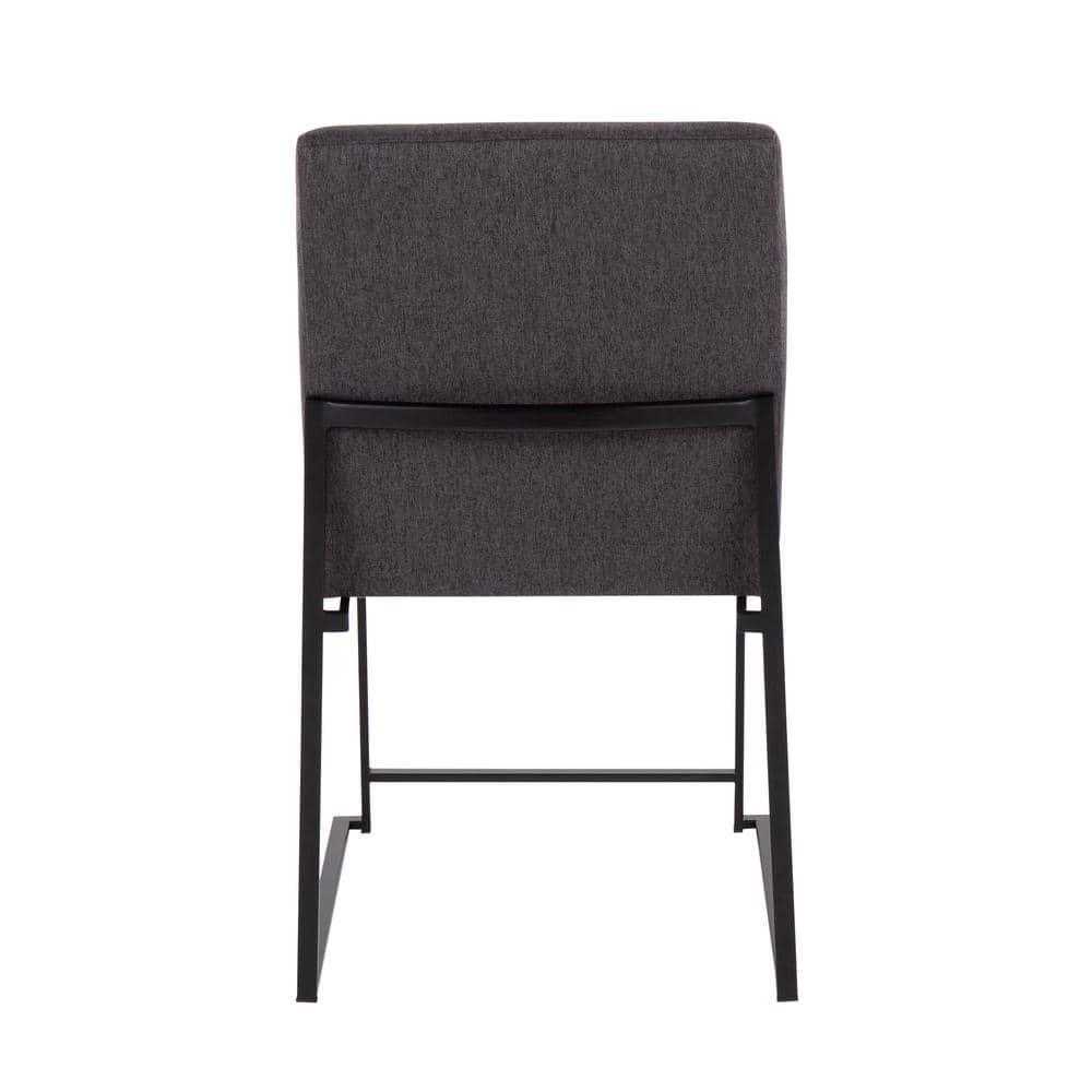Set of 2 Highback Fuji Polyester/Steel Dining Chairs Black/Charcoal - LumiSource: Modern Kitchen & Room Seating, Foam Padded