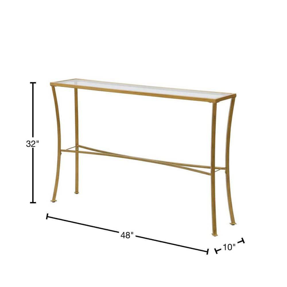 Carolina Classics Palin Glass Top Console Table in Antique Gold