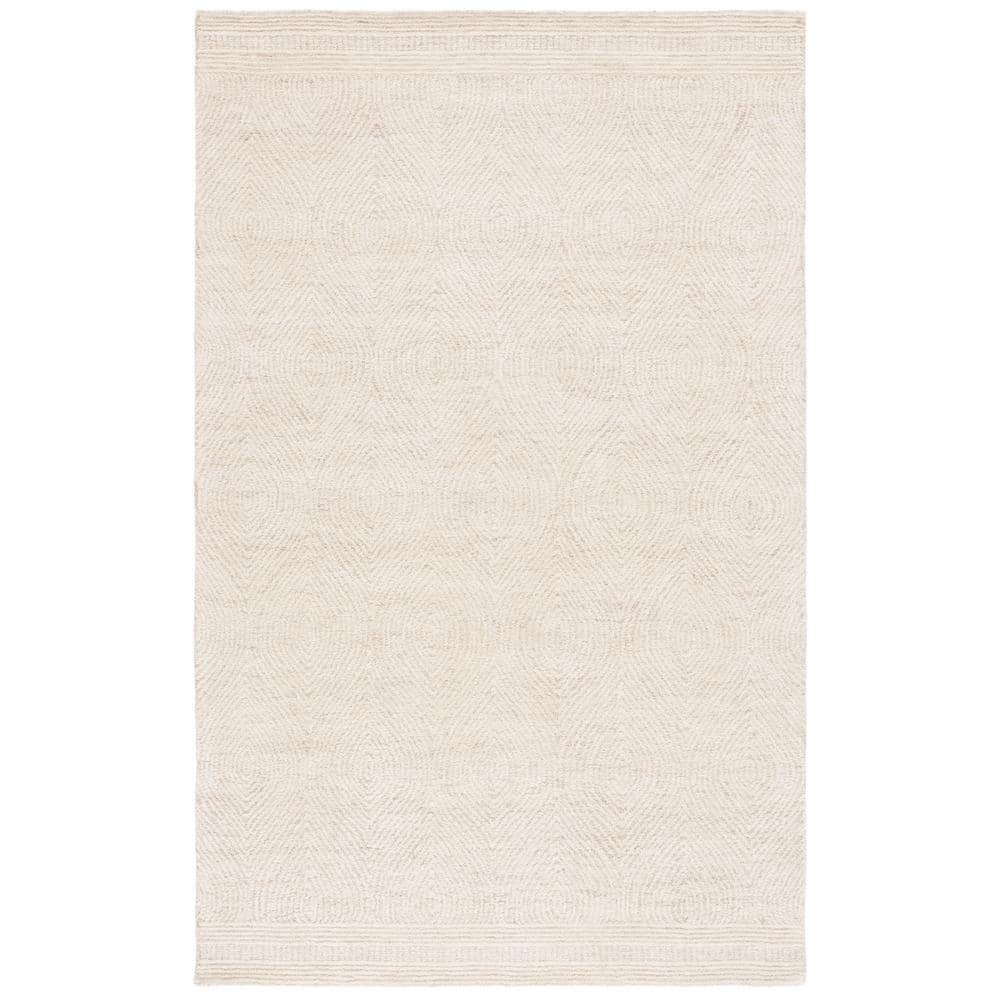 Textured Home Ivory Beige 4 ft. x 6 ft. Solid Geometric Contemporary Area Rug