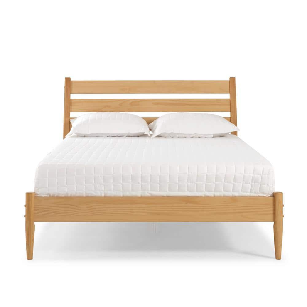 Camaflexi Mid-Century Solid Wood Queen Platform Bed in Scandinavian Oak 100% Solid Wood