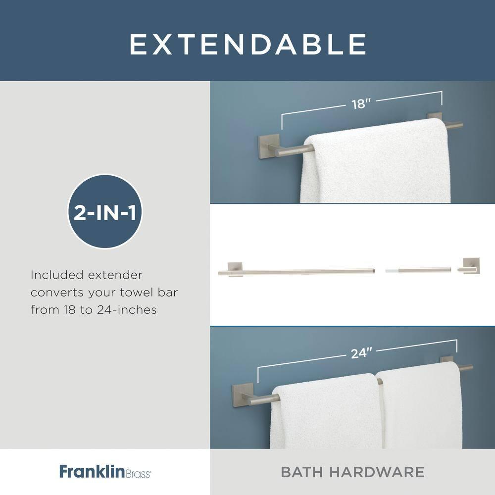 Franklin Brass Nash 4-Piece Bath Hardware Set 18" Towel Bar w/ Extender Toilet Paper Holder Towel Holder Towel Hook NASH64-BN