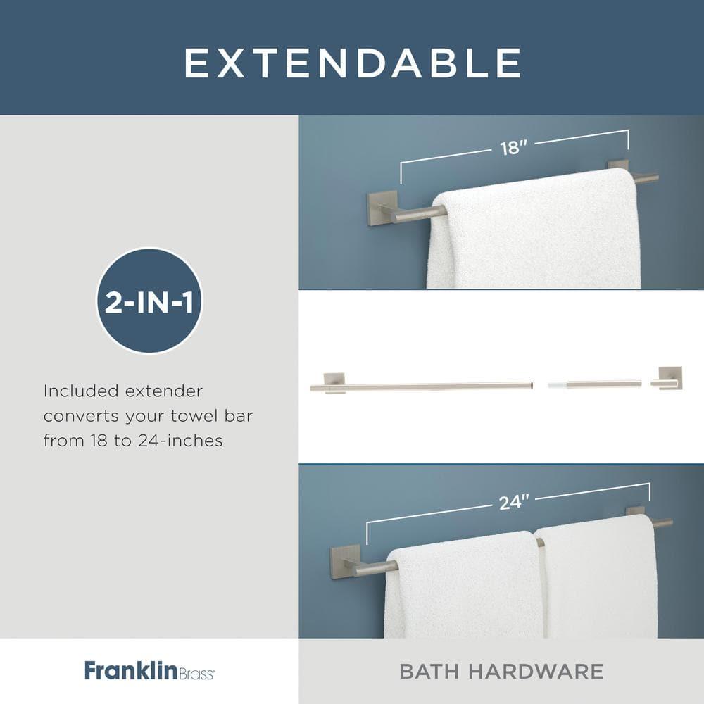 Franklin Brass Nash 4-Piece Bath Hardware Set 18" Towel Bar w/ Extender Toilet Paper Holder Towel Holder Towel Hook NASH64-BN