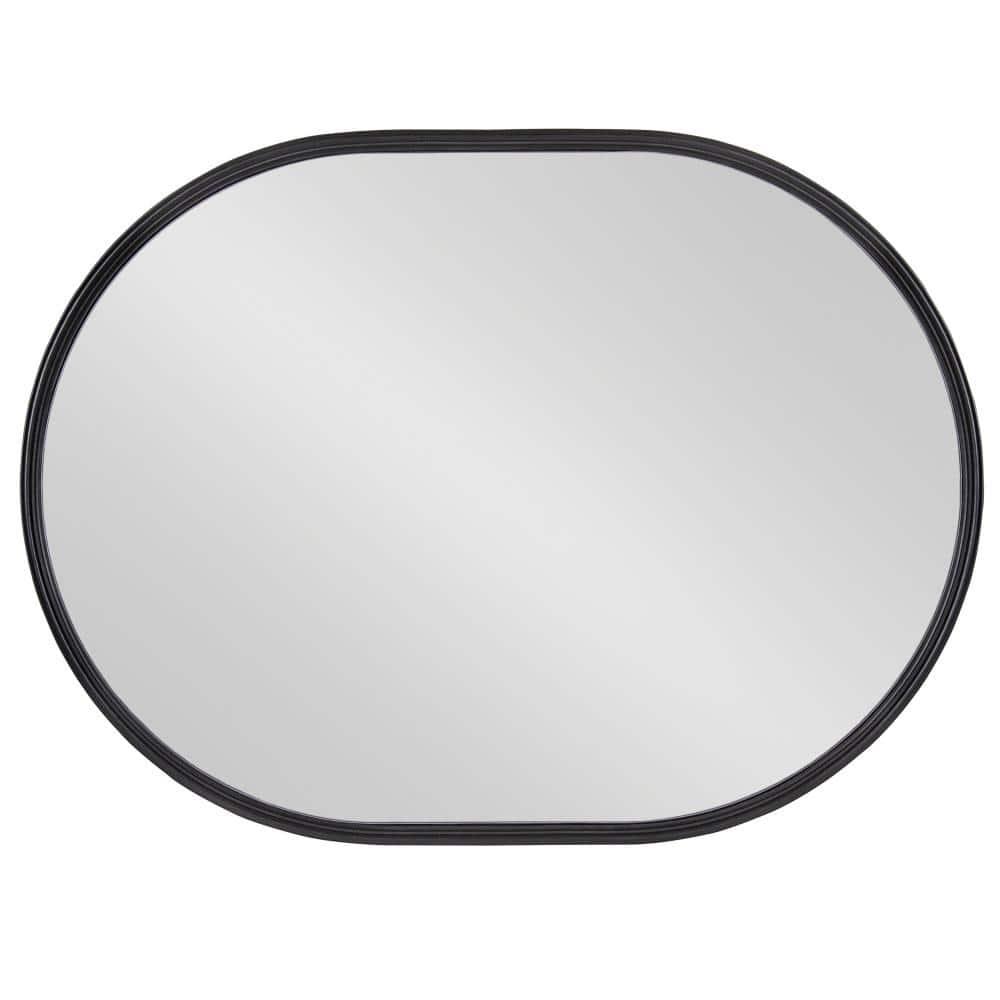 Kate and Laurel Caskill Modern Oval Mirror, 18" x 24", Black, Capsule-Shaped Accent Mirror for Entryway, Living Room, or Bathroom