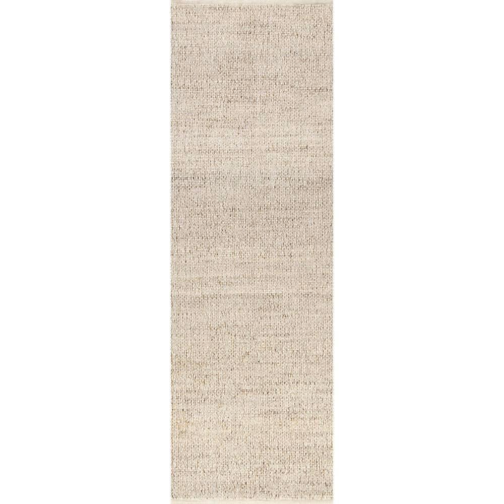 Nuloom 2x12 Elfriede Jute & Cotton Hand Woven Indoor Area Rug, Natural, Solid Rustic Farmhouse Style Natural Fiber Bedroom, Living Room,