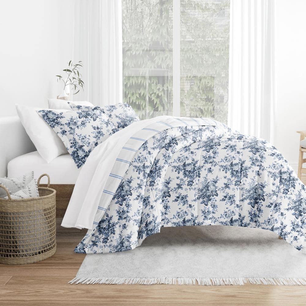 Becky Cameron Stone All Season Down-Alternative Comforter Set in Cabbage Rose Stripe & Reviews | Wayfair
