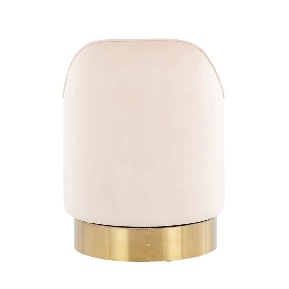 LumiSource Gold Steel, Cream Velvet Marla Vanity Stool