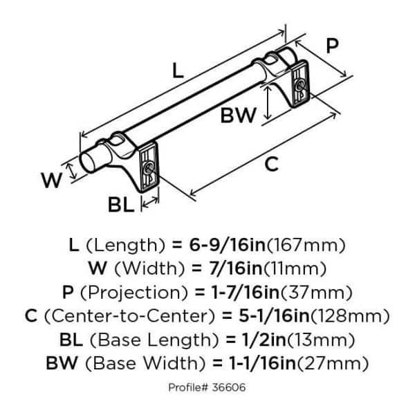 Amerock Davenport 5-1/16 inch (128mm) Center-to-Center Satin Nickel Cabinet Pull