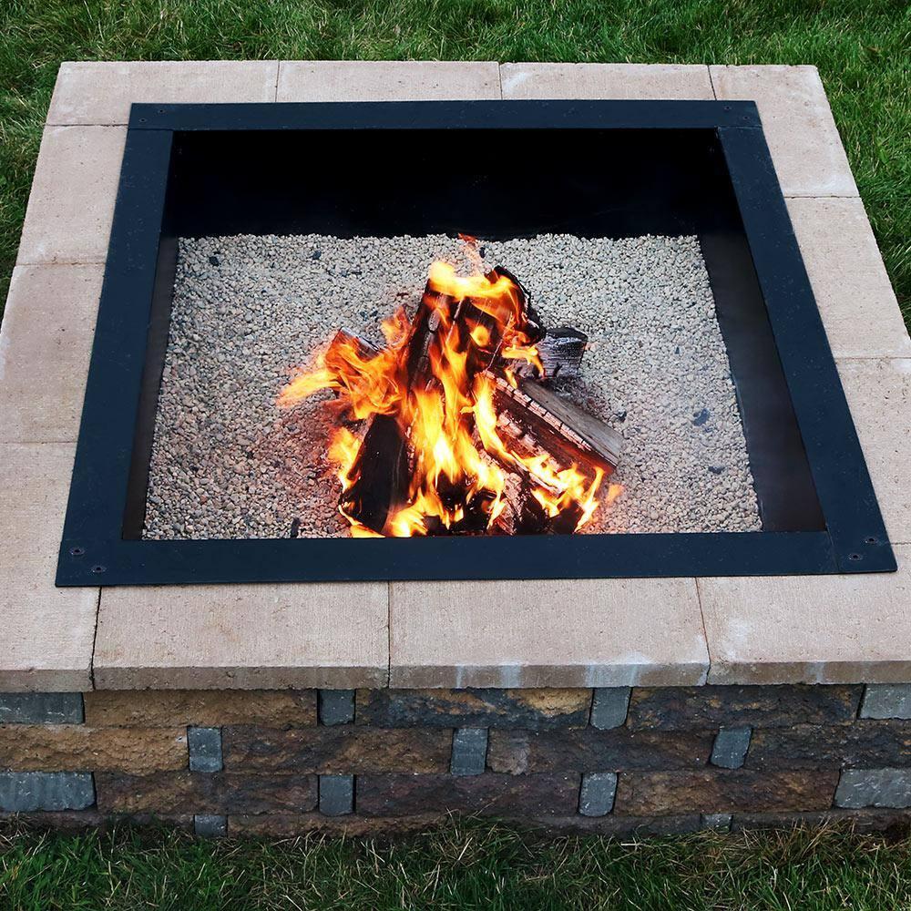 Sunnydaze Outdoor Heavy-Duty Steel Portable Above Ground or In-Ground Square Fire Pit Liner Ring - 36" - Black