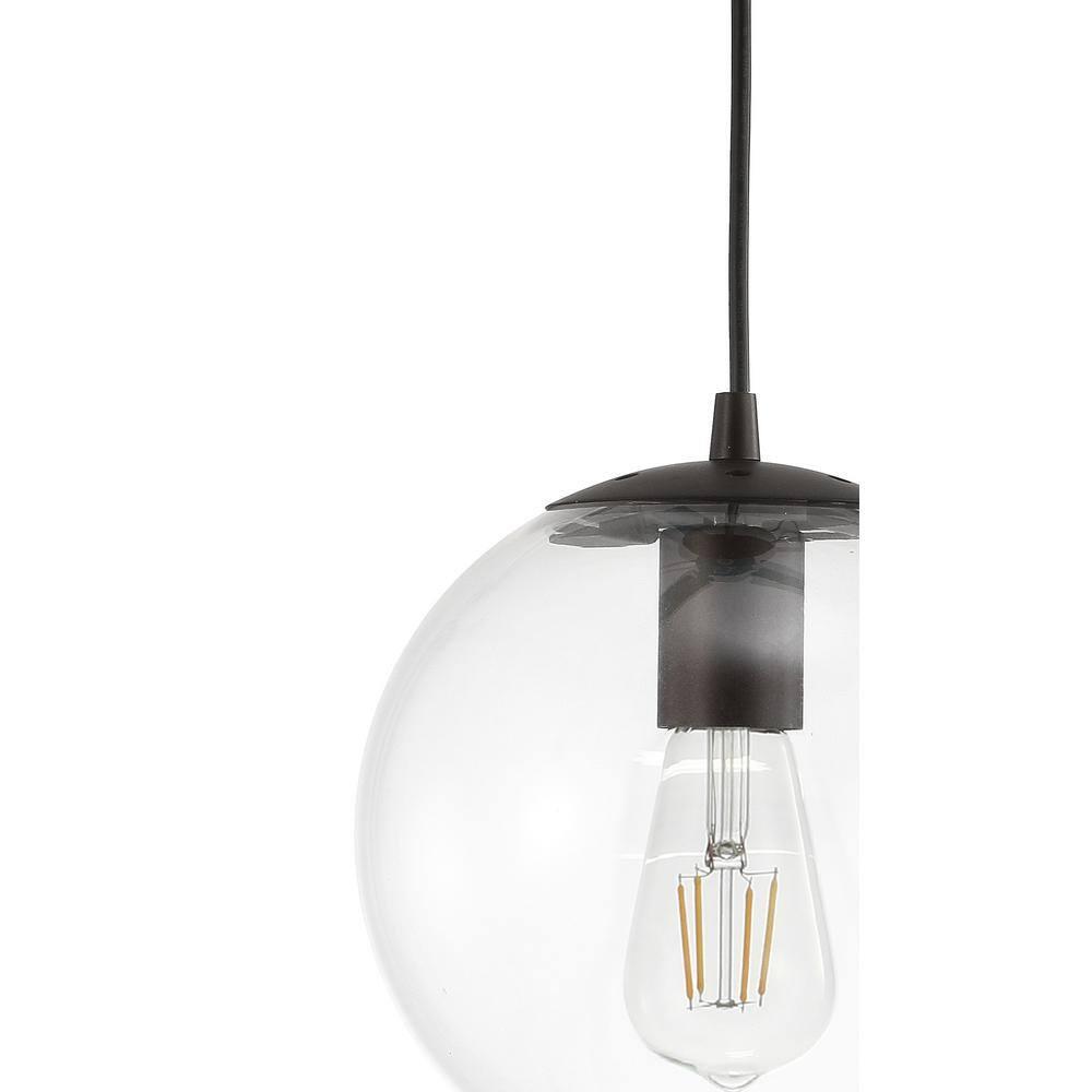 Bleecker 7.75" Metal/Glass Globe LED Pendant, Clear/Oil Rubbed Bronze