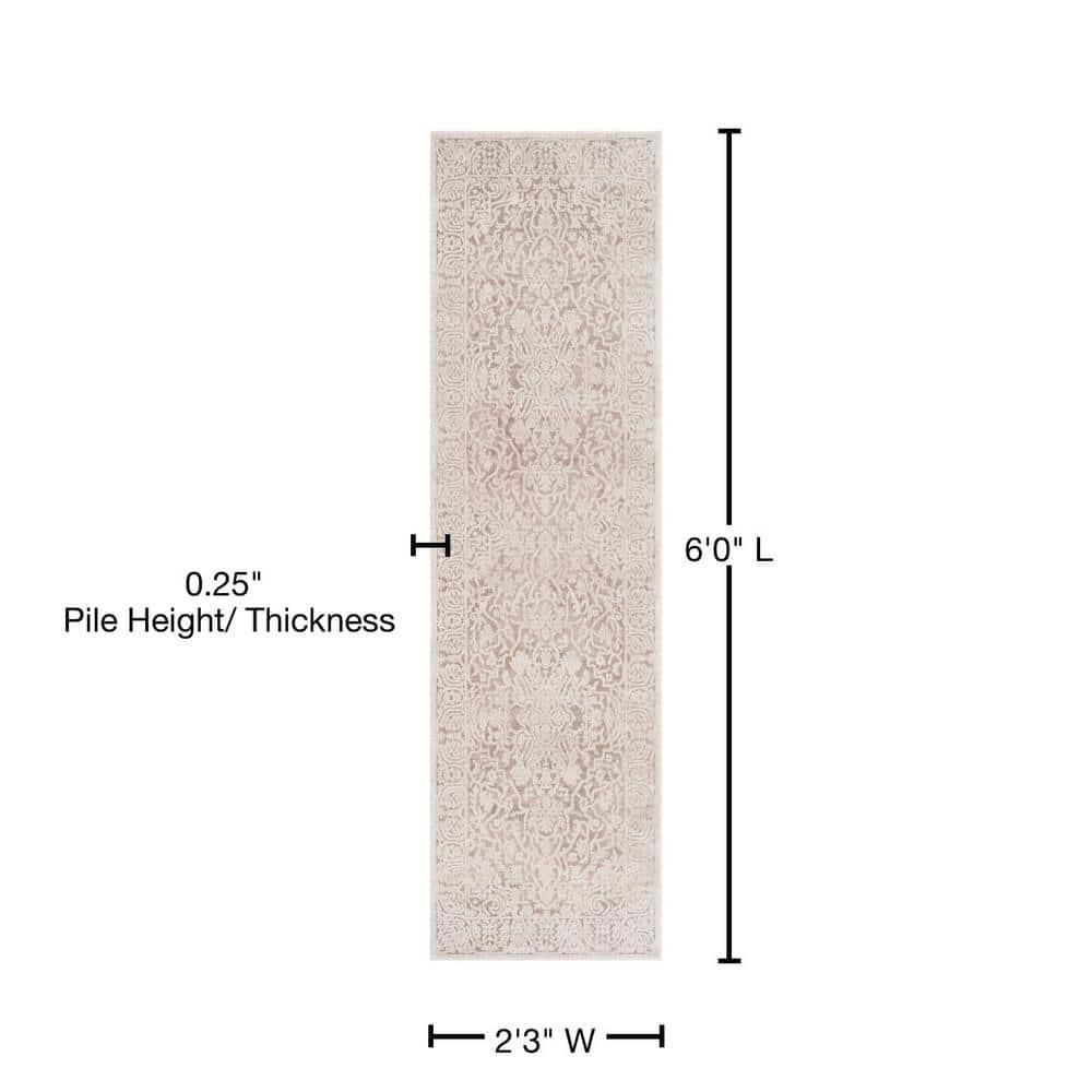 Reflection RFT670 Power Loomed Indoor Runner Rug - 2'3"x6' - Beige/Cream - Safavieh