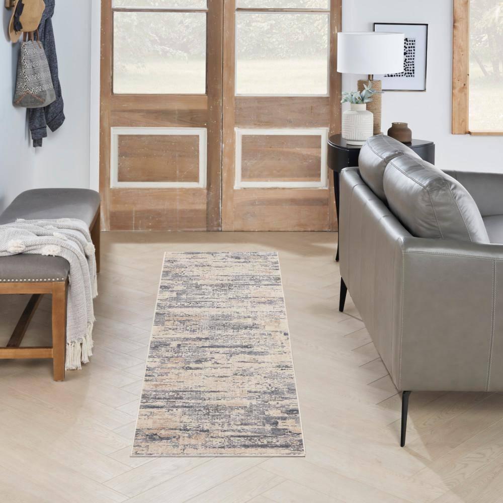 Nourison Rustic Textures Abstract Modern Indoor Area Rug Beige/Grey 2'2" x 7'6"