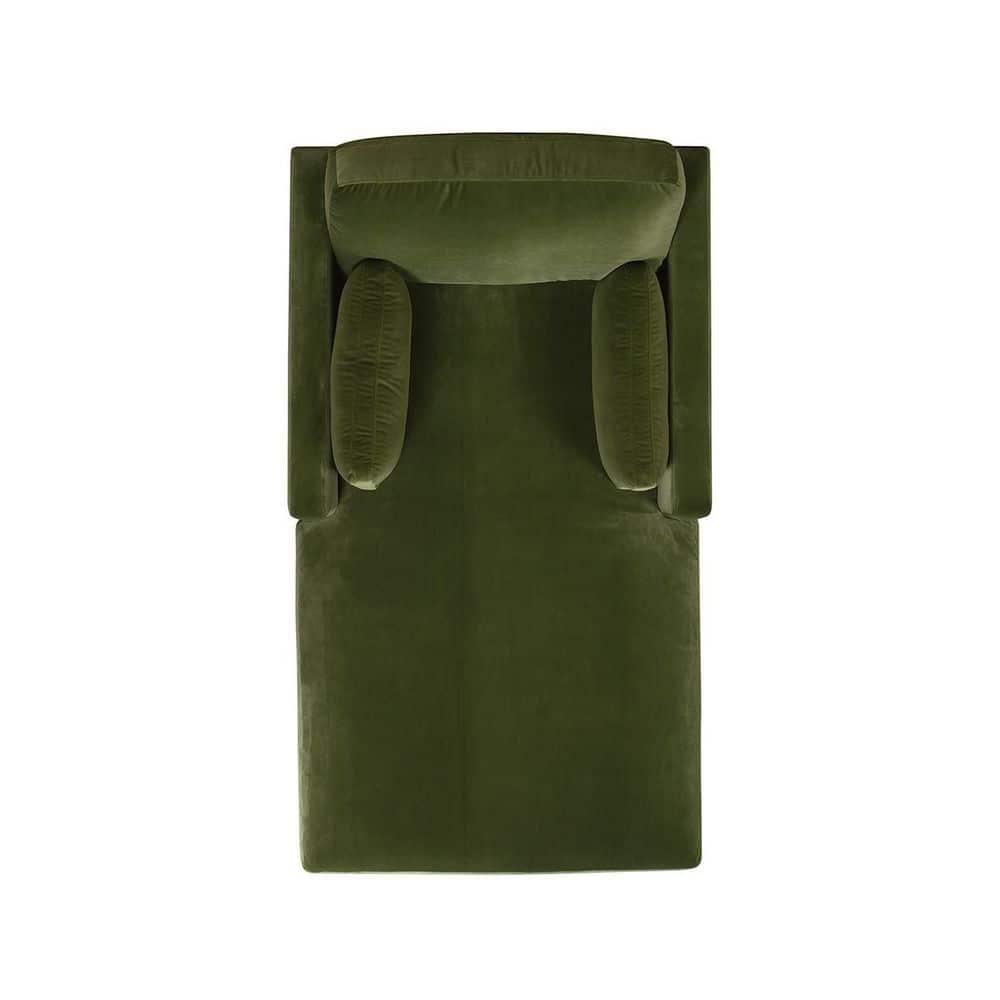 Jennifer Taylor Home Knox 65" Modern Farmhouse Performance Velvet Living Room Chaise Lounge Chair in Olive Green