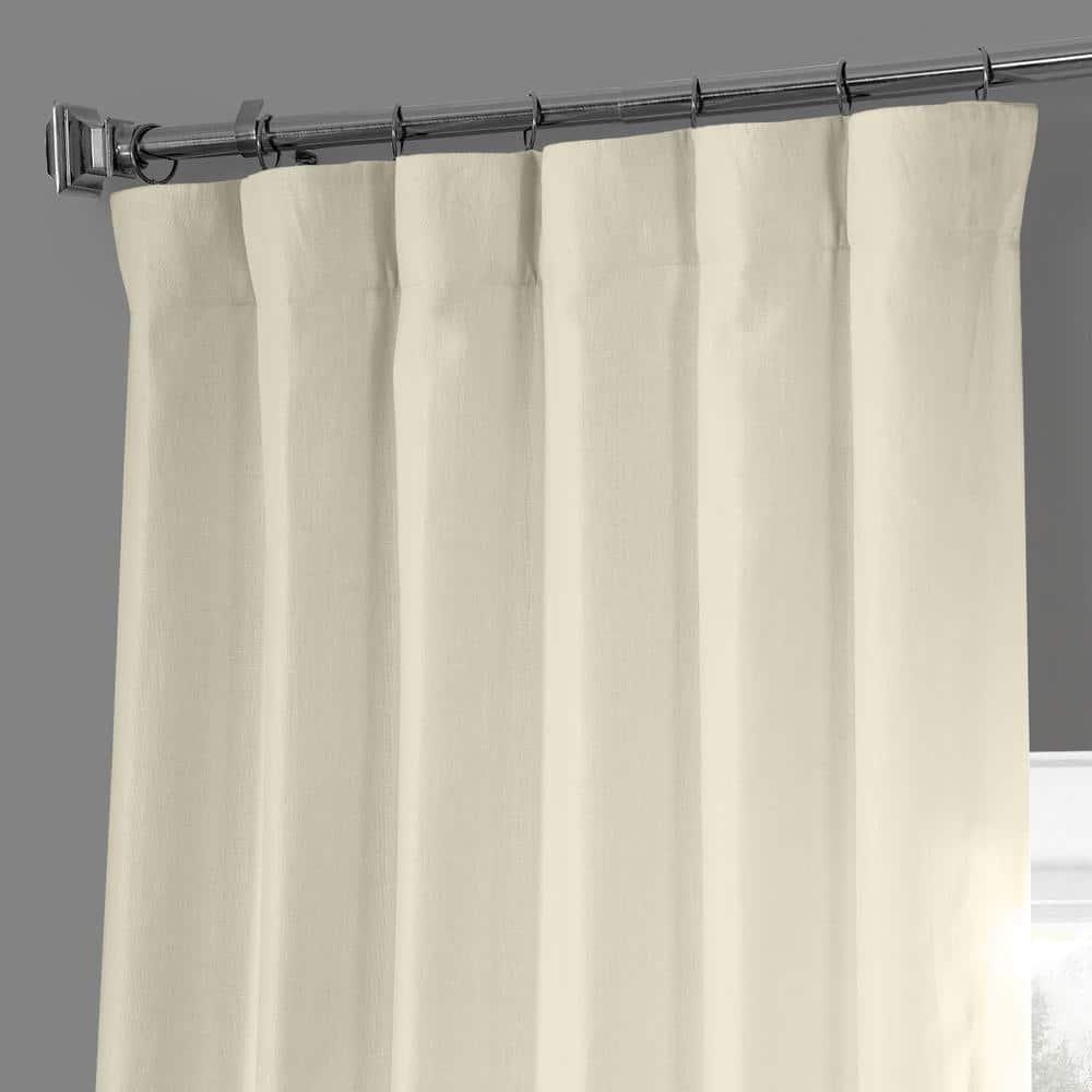 Exclusive Fabrics  French Linen Room Darkening Curtains Panel - Elegant luxurious Drapes (1 Panel) Ancient Ivory 50 X 120 120 Inches