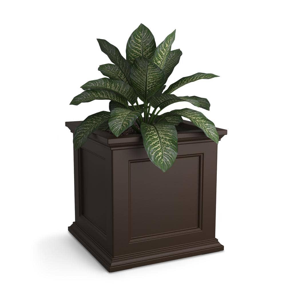Mayne Fairfield 20" x 20" x 20" Square Espresso Self-Watering Polyethylene Planter