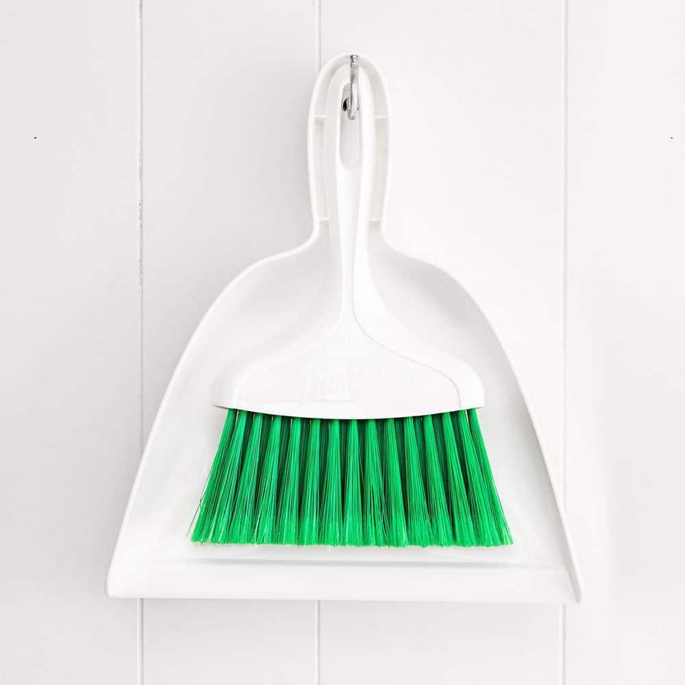 Libman Whisk Broom and Dustpan Set Green White Polypropylene