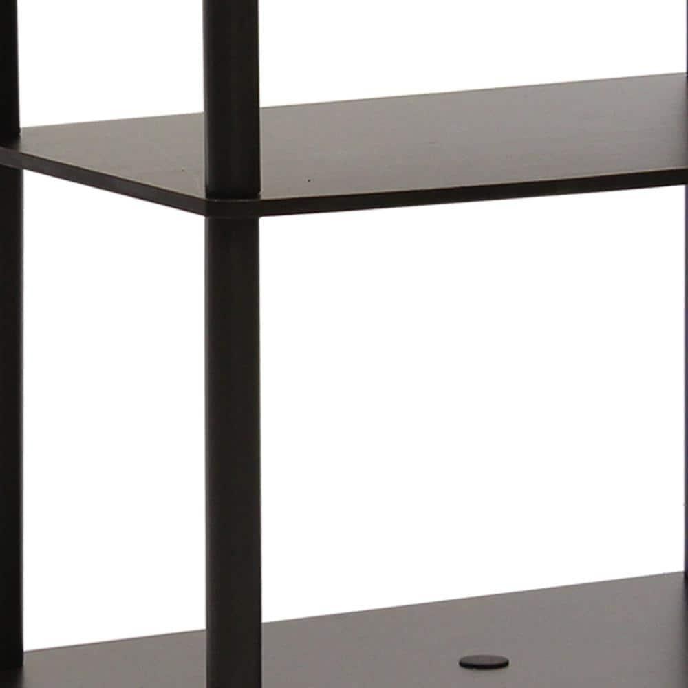 Furinno 3-Tier TV Stand Console Table for TV's up to 32" Media Entertainment Center No Tools Dark Brown/Black