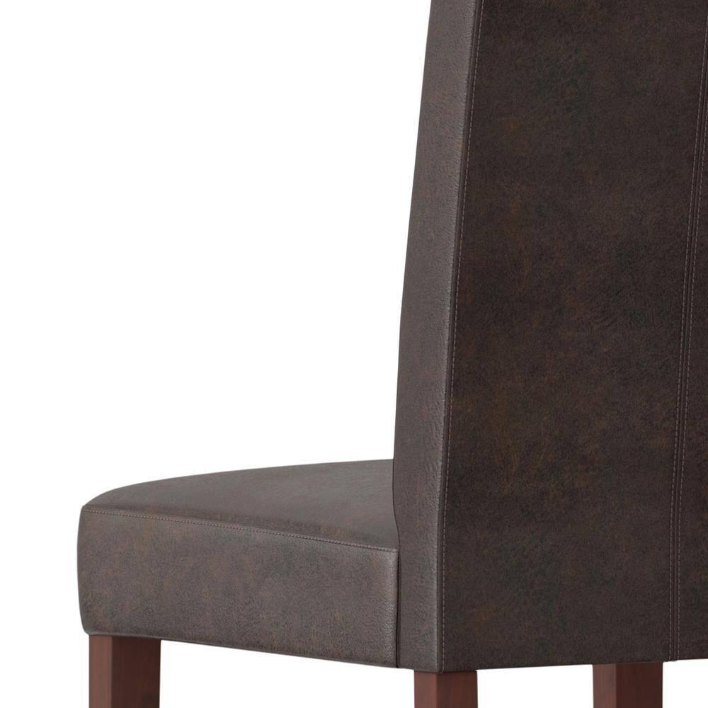 Simpli Home Acadian Andover Upholstered Parson Dining Chair with Tufted Backrest and Solid Wood Frame (Set of 2)