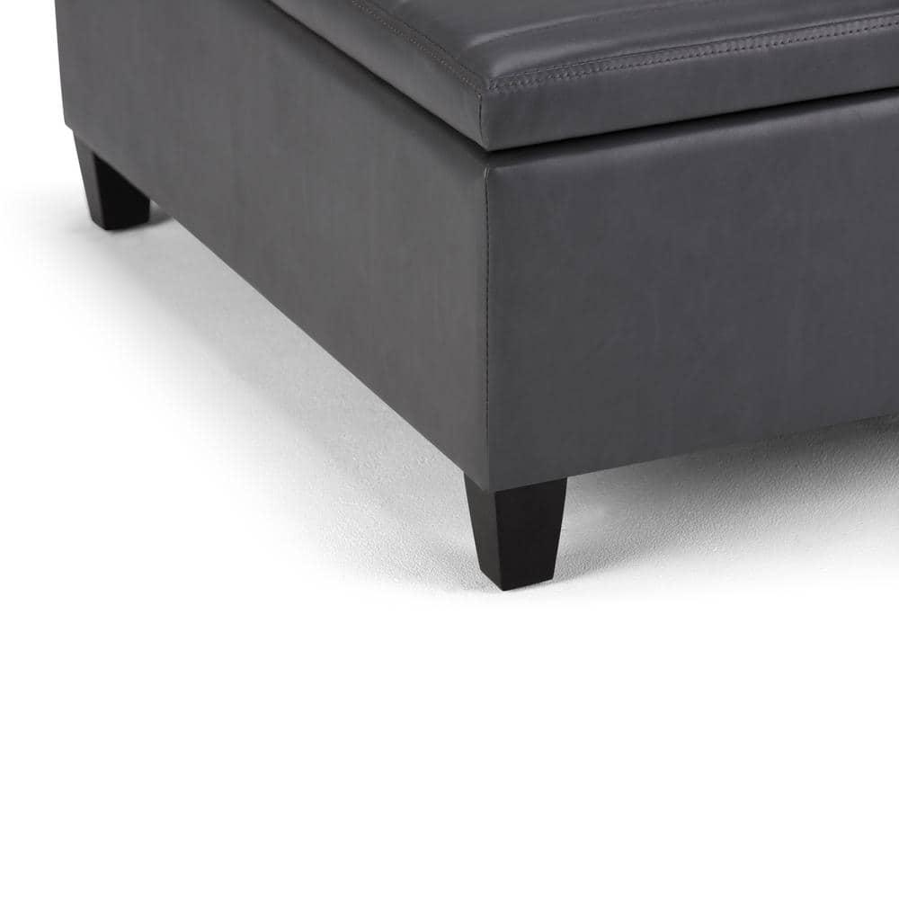 Simpli Home Ellis 36"W Upholstered Square Coffee Table Storage Ottoman with Split Lift Top