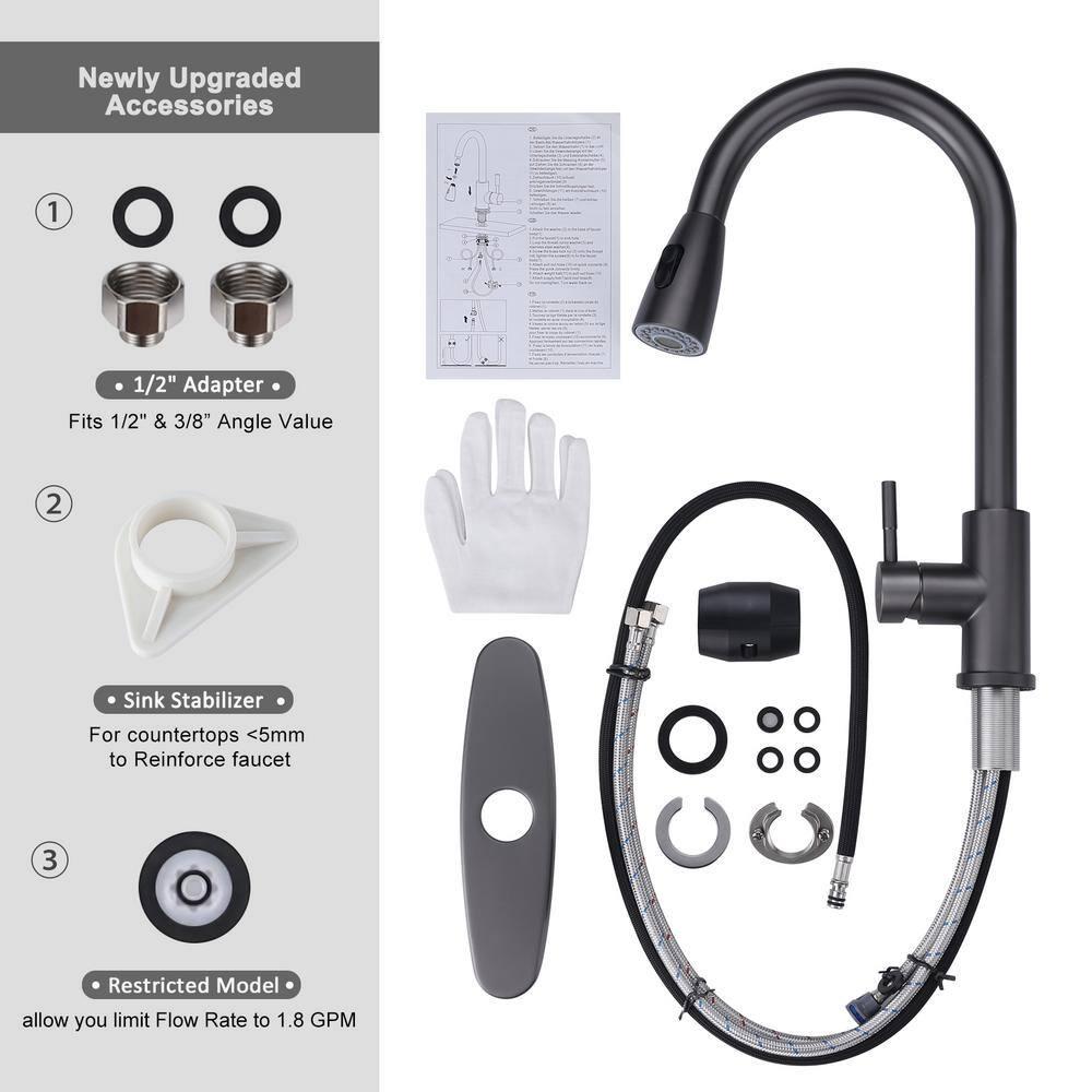 High Arc Pull Down Kitchen Faucet with Sprayer