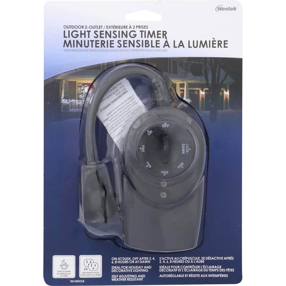 AmerTac TM14DOLB Outdoor Daily Photocell Timer 1-Outlet Self-Adjusting - Black