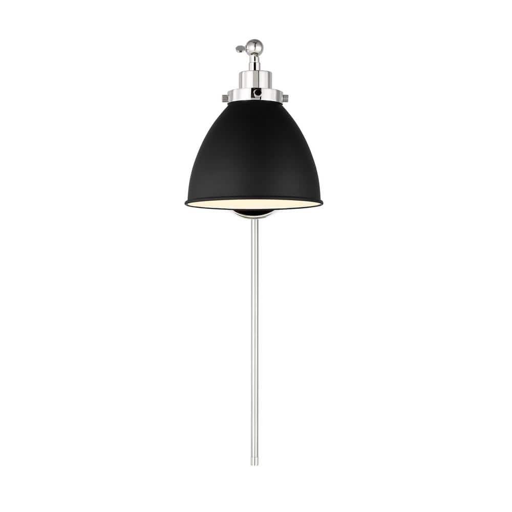 Wellfleet Midnight Black and Polished Nickel Dome Sconce