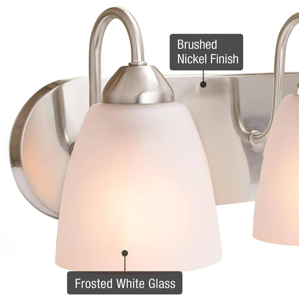 Kira Home Armada 49" 6-Light Over Mirror / Bathroom Light, Frosted Glass Shades, Curved Arms, Brushed Nickel