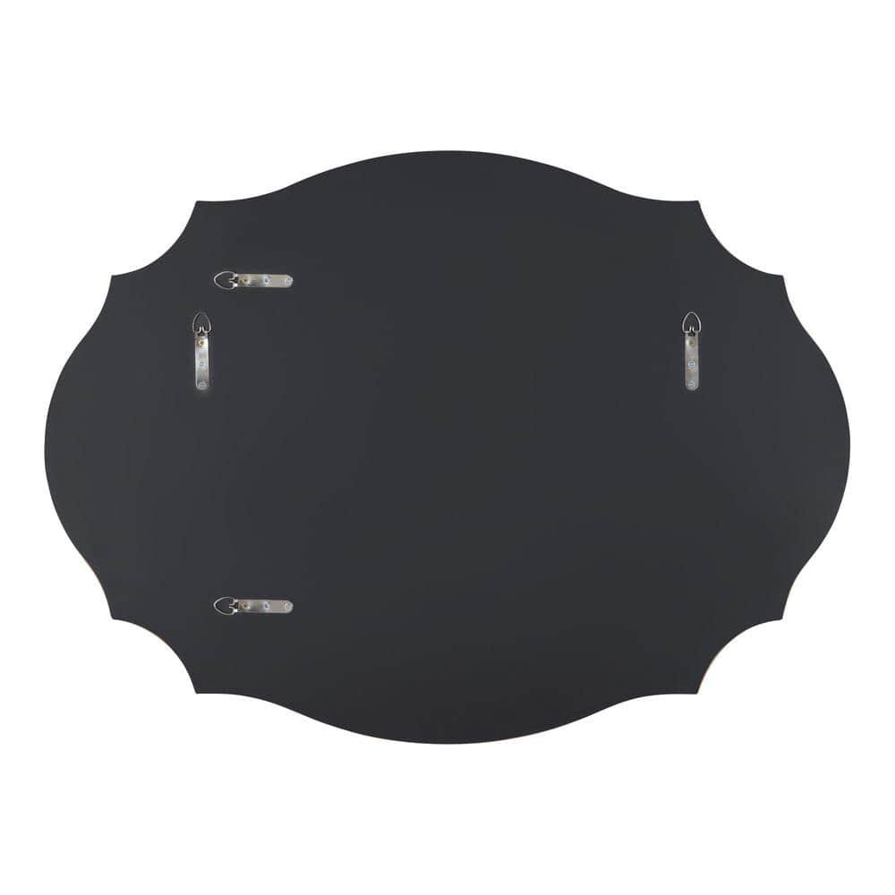 Kate and Laurel Leanna Modern Scalloped Wall Mirror, 18 x 24, Black, Glam Oval Mirror for Wall