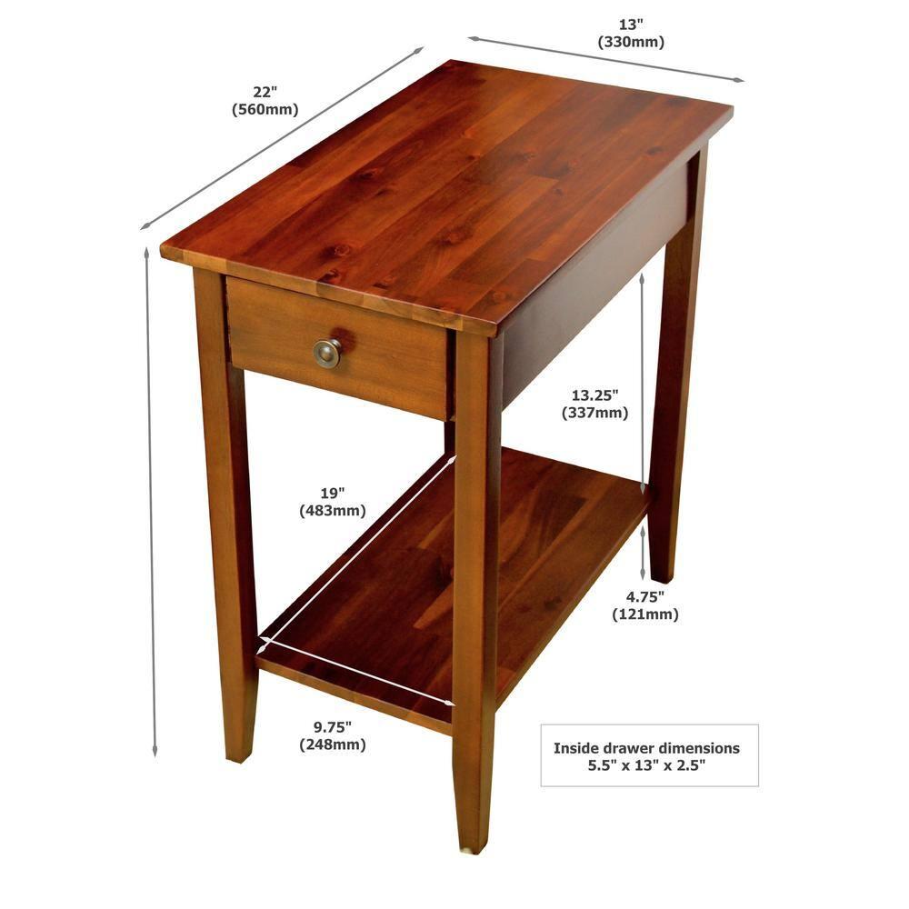 Solid Acacia Wood 23 in. Mahogany Recliner End Table