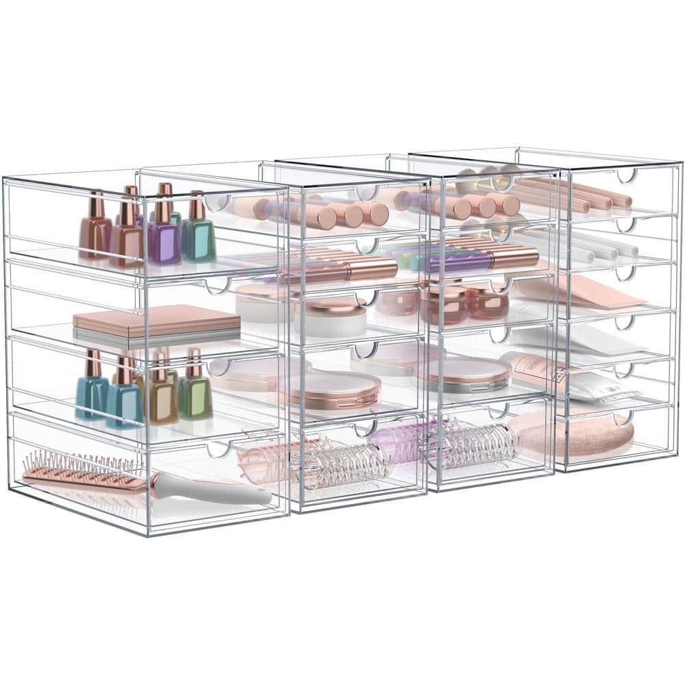 Sorbus Clear 20 Drawers Acrylic Makeup Organizer 4 Pcs Stackable Set