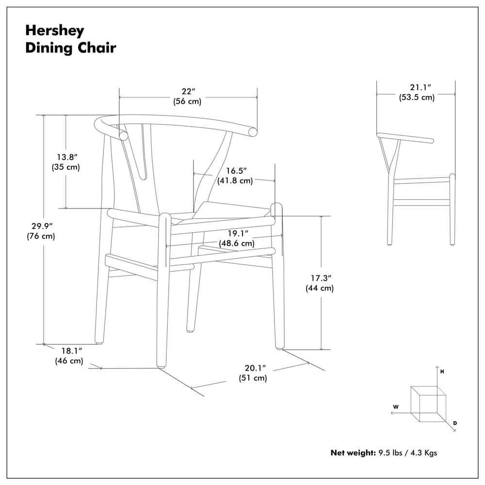 Simpli Home Hershey Solid Wood Dining Chair with Y-Back Design in Mid-Century Modern Style (Set of 2) (Set of 2)