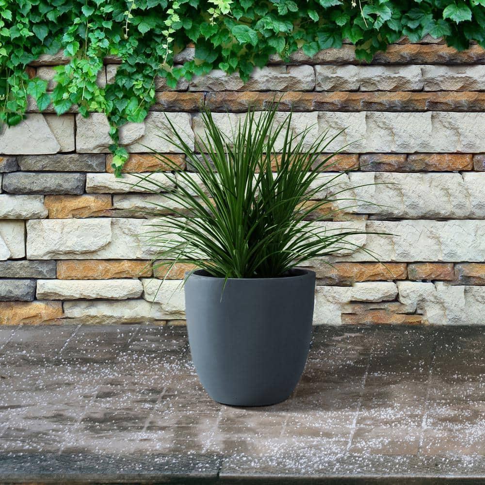 Rosemead Home & Garden, Inc. Kante  Fiberglass and Concrete Indoor Planter Pots Black 10" x 9.8" x 9"