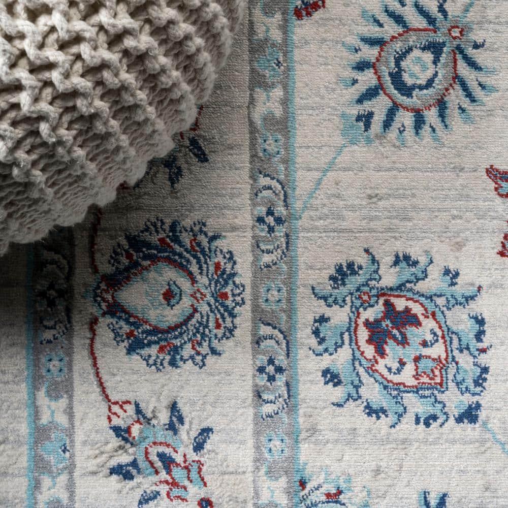 3' X 5' Modern Persian Vintage Moroccan Traditional Area Rug, Ivory/Blue/Red - JONATHAN Y