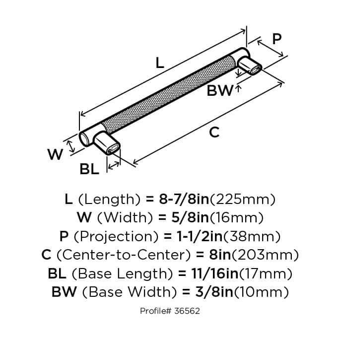 Amerock Bronx 8 inch (203mm) Center-to-Center Satin Nickel Cabinet Pull