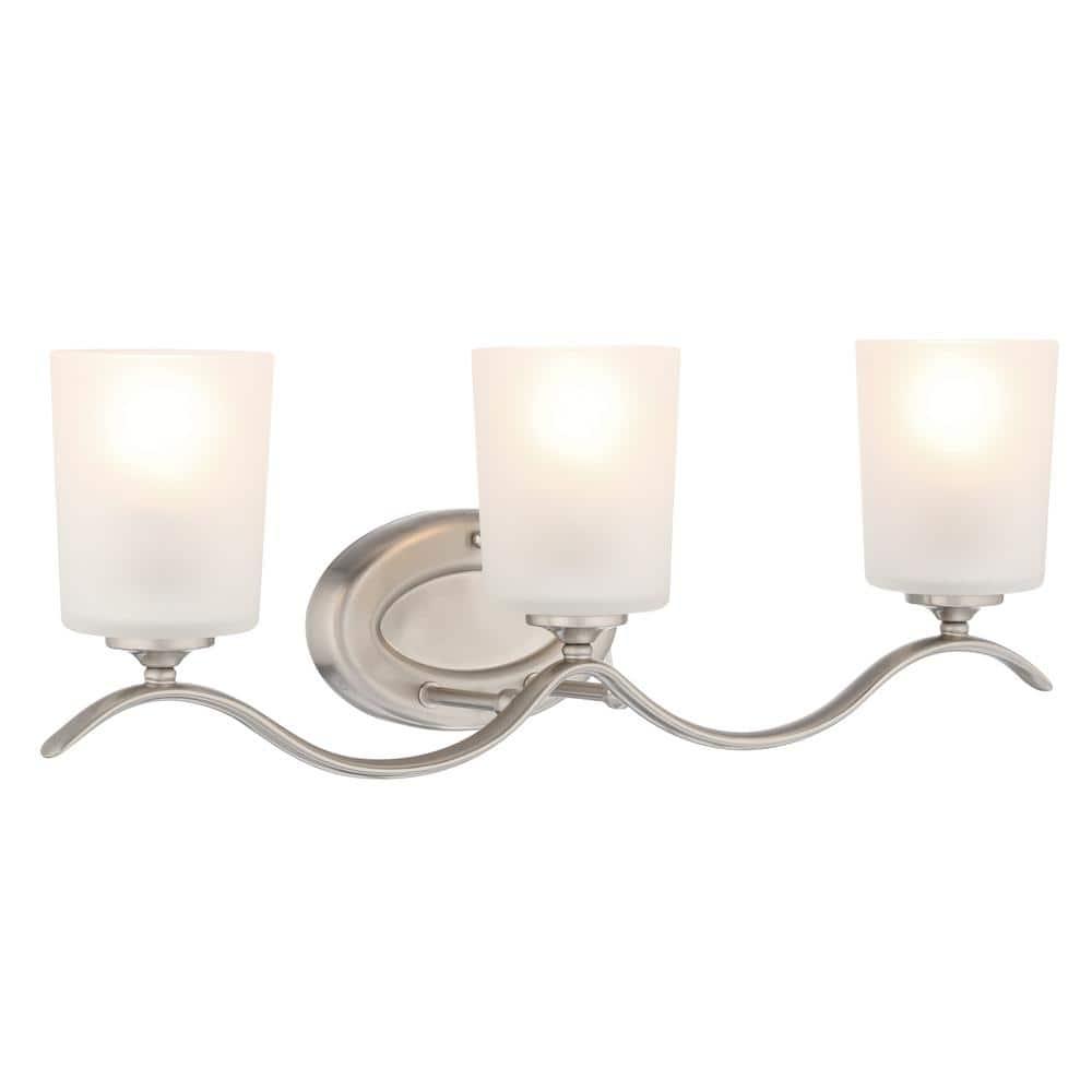 Progress Lighting Inspire 3-Light Wall Light, Brushed Nickel, Etched Glass Shade