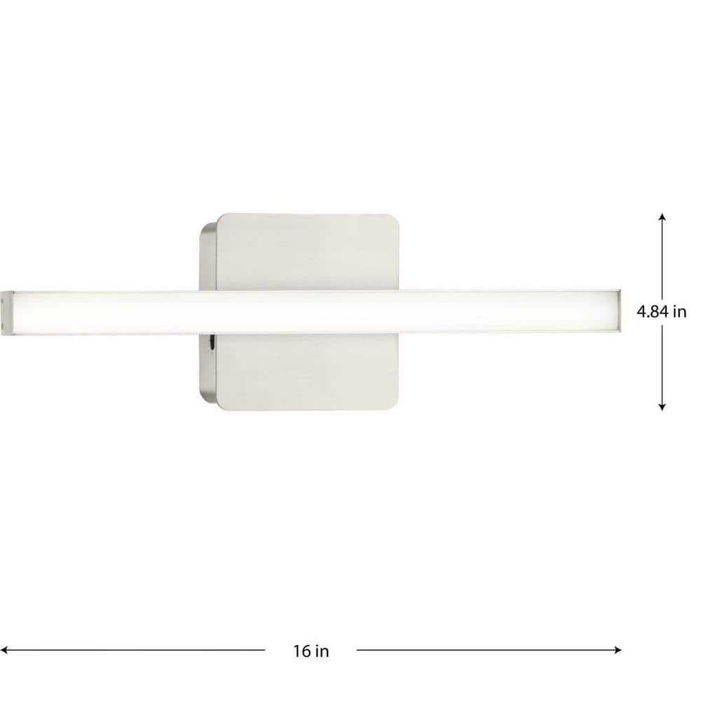 Progress Lighting Phase 4 1-Light LED Linear Vanity Light, Brushed Nickel, Rectangular Acrylic Shade