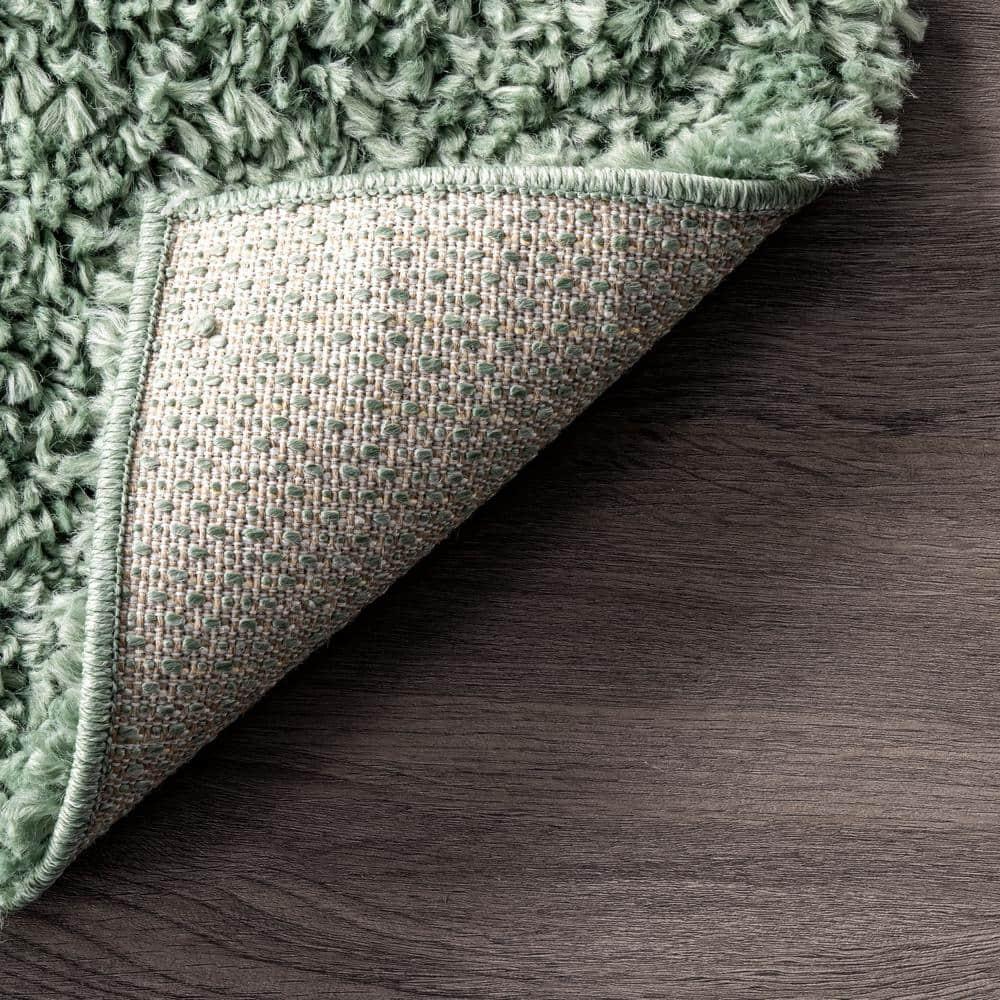 Nuloom Kara Solid 6 Round Shag Indoor Area Rug for Living Room Bedroom Dining Room Nursery, Green