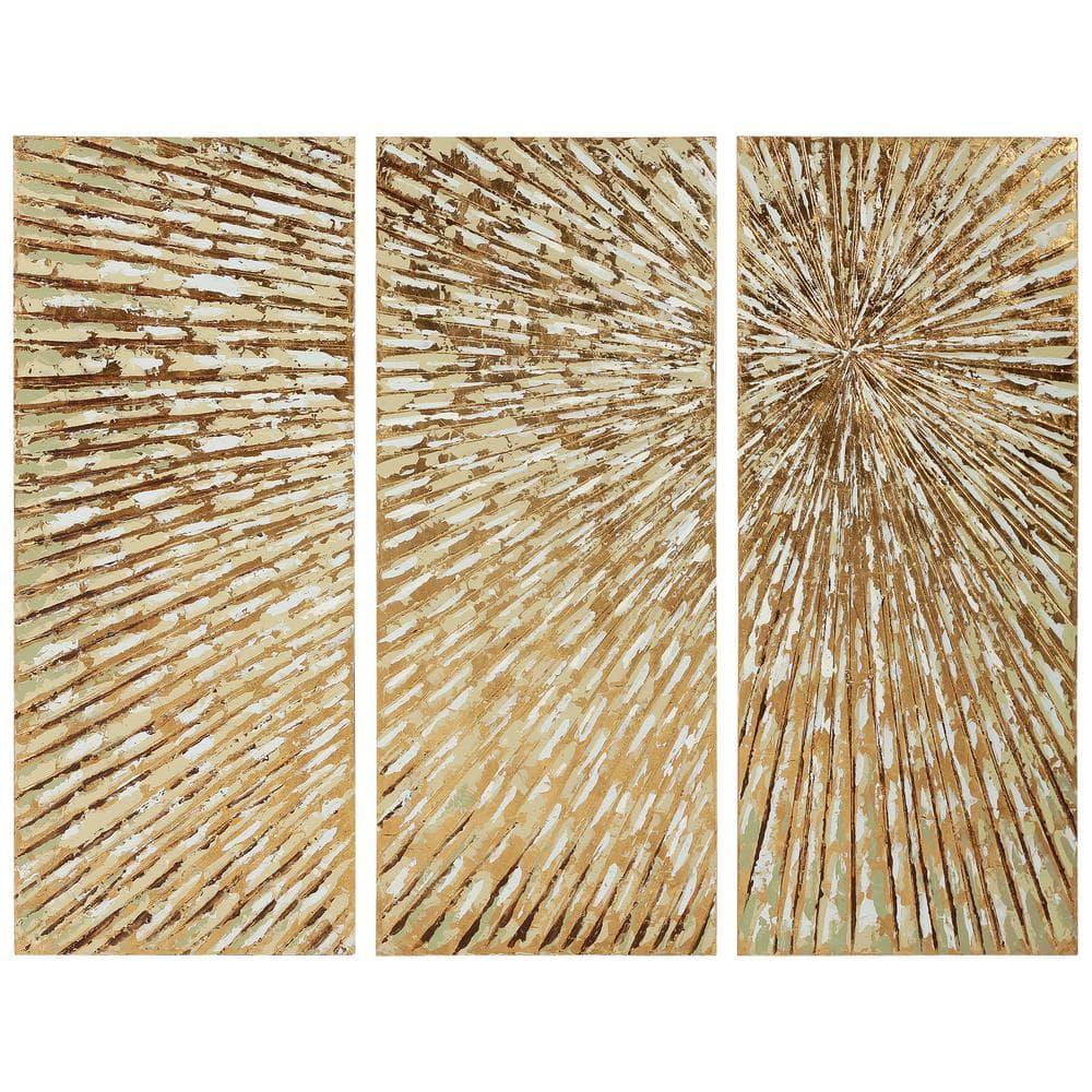 Sunshine Abstract Hand Painted Canvas Wall Art, Set of 3, by Martin Edwards, 48 " x 20 " each.