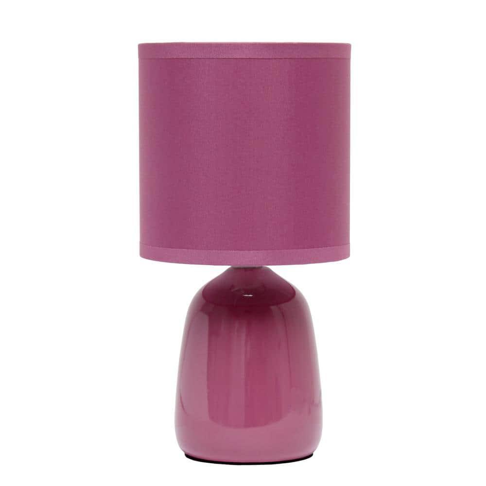 10.04" Traditional Ceramic Thimble Base Bedside Table Desk Lamp with Matching Fabric Shade Mauve - Simple Designs