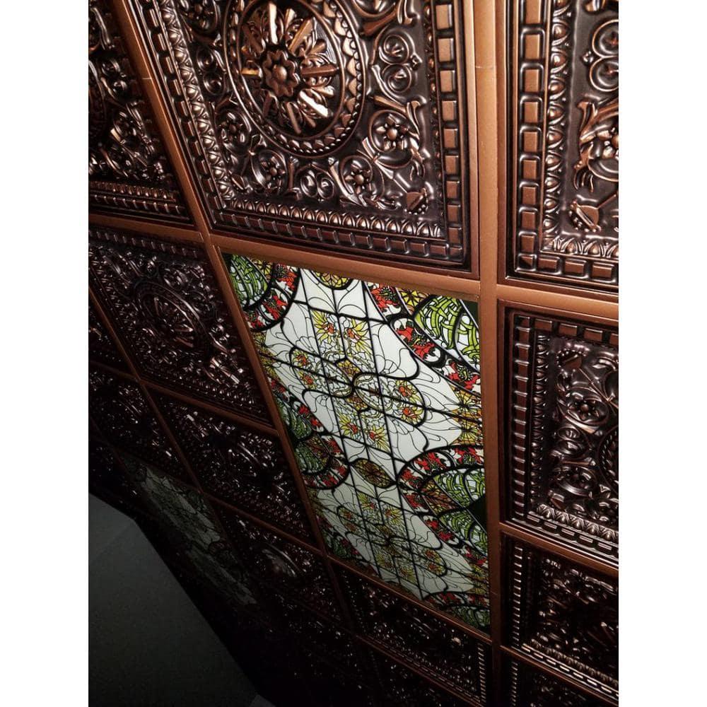 FromPlainToBeautifulInHours Da Vinci 24'' L x 24'' W PVC Drop-In Ceiling Tile In Antique Copper (Set of 50)