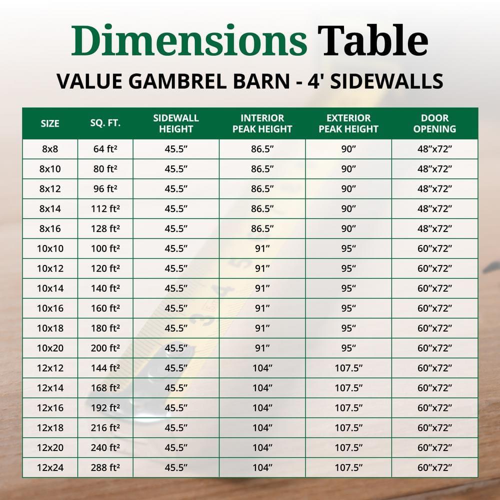 Little Cottage Co. 10x20 Value Gambrel Barn with 4 ft. Sidewalls with Floor, Outdoor Wood Storage Shed Do-It-Yourself Precut Kit