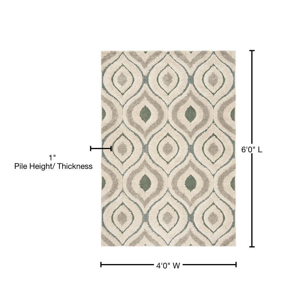 Florida Shag SG461 Power Loomed Indoor Accent Rug - Cream/Light Blue - 4'x6' - Safavieh