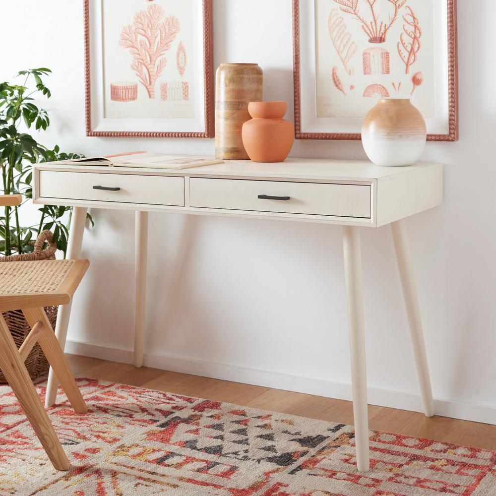 O'Dwyer 2 Drawer Desk - Distrssed White - Safavieh