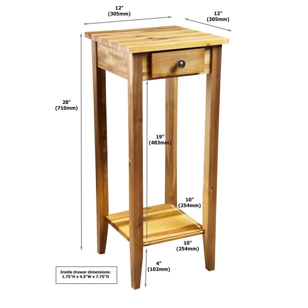 Casual Contemporary Living 2-Tier Solid Acacia Plant Stand with Drawer - Natural