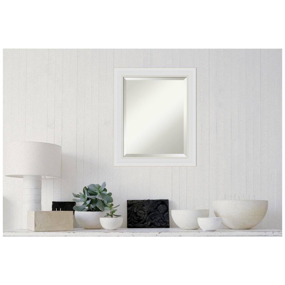 20" x 24" Flair Framed Bathroom Vanity Wall Mirror Soft White - Amanti Art: Modern Rectangle, Satin Finish, No Assembly Required