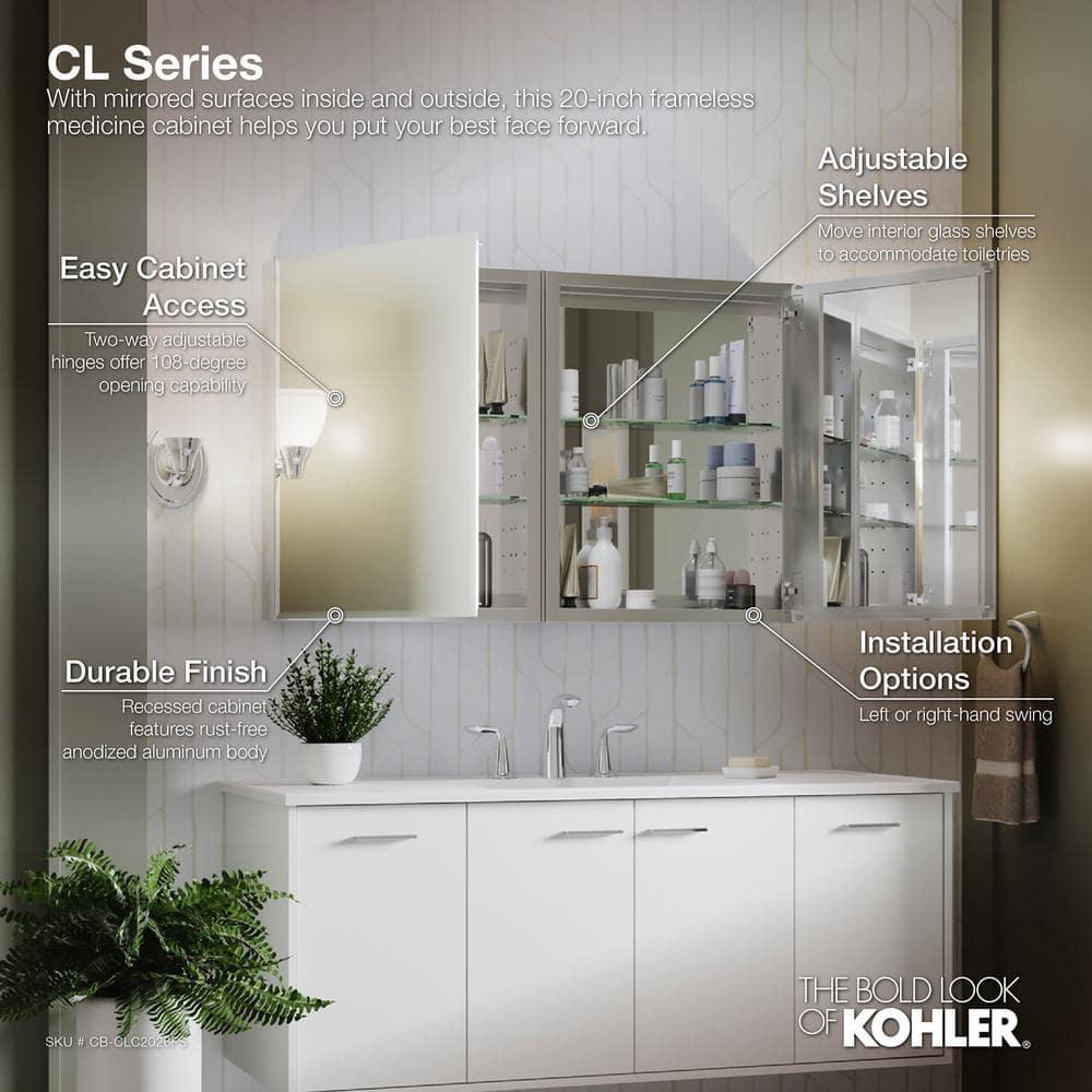 CLC Recessed or Surface Mount Frameless Aluminum Medicine Cabinet Adjustable Shelves
