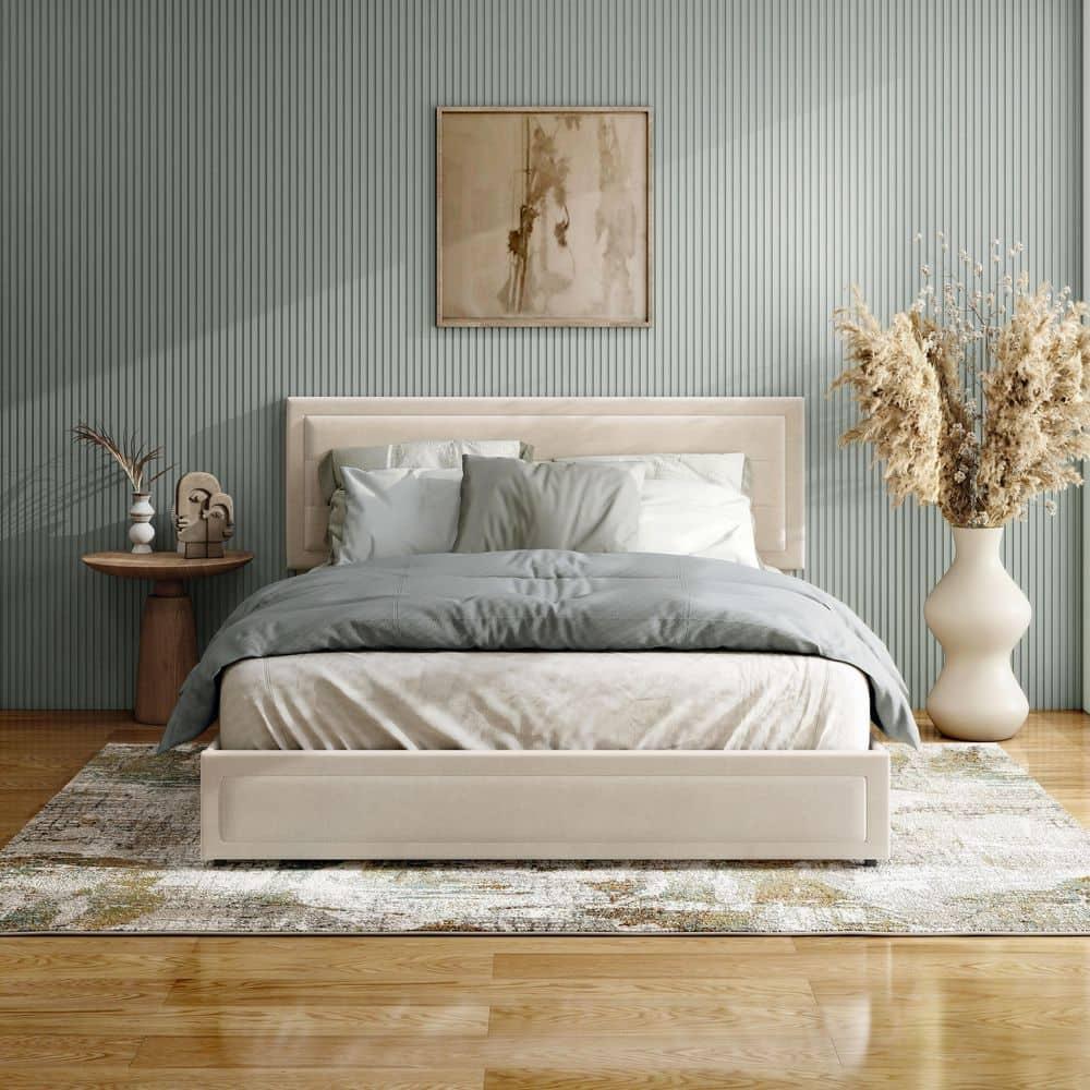 Furniture of America Zorva Queen Platform Bed with Storage Drawers, Ivory