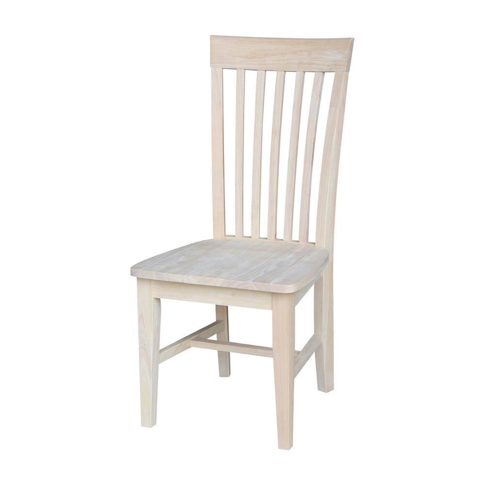 Set of 2 Tall Mission Chairs Wood/Unfinished - International Concepts: Solid Parawood, Kitchen Furniture