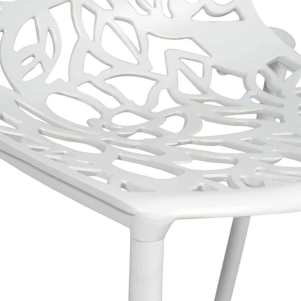 LeisureMod Devon Modern Aluminum Outdoor Stackable Dining Chair Set of 4, White